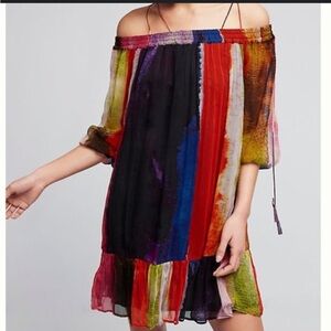 Anthropologie Red and Blue Ruffled Tiered Sundress